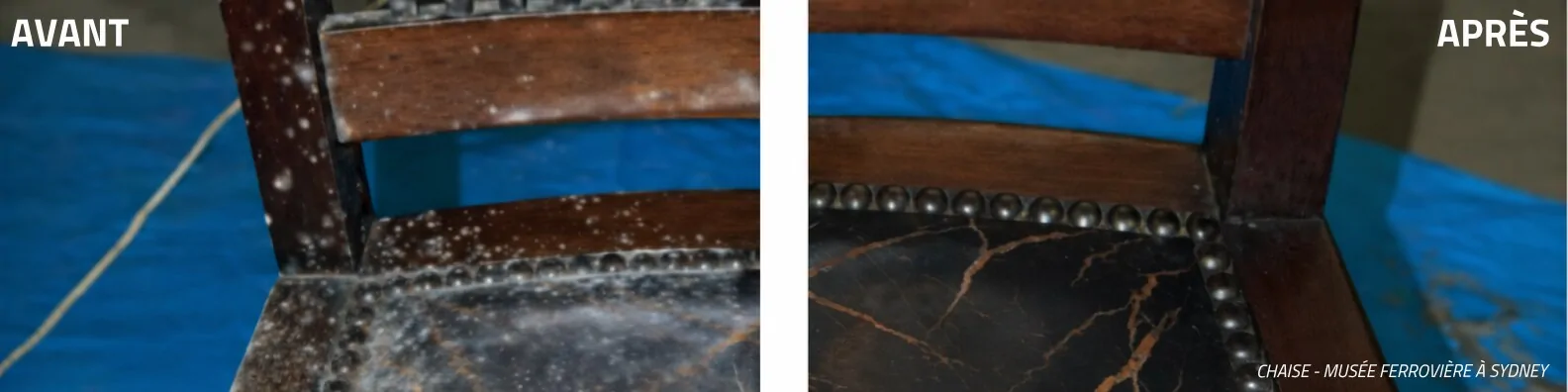 Lames de contact comparant une surface contaminée et la même surface après application de STERI-7