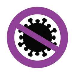 Virus barré par un symbole d’interdiction