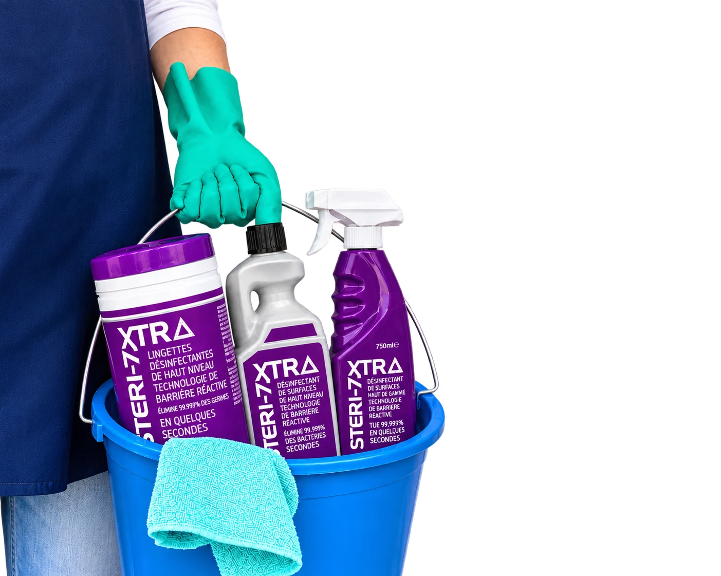 Seau d’entretien avec les désinfectants STERI-7 XTRA