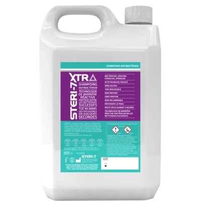 Shampoing antibactérien STERI-7 XTRA pour animaux, bidon de 5 L